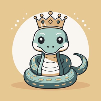 Illustration Cute Snake with crown vector