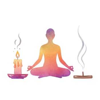 Meditation practice scene with incense and candle transparent background calming atmosphere wellness concept png