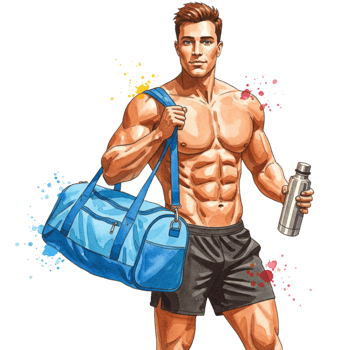 Athletic fitness training gym illustration colorful splash close-up view transparent background inspiration png