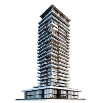 Skyscraper Residential Rendering Against transparent Background png