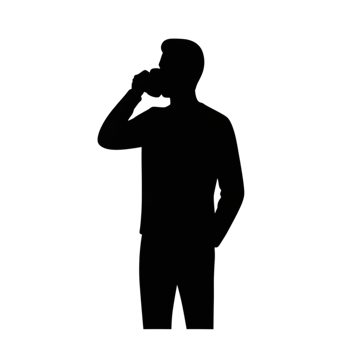 Man savoring coffee urban landscape minimalist silhouette art modern city vibe side view stylish graphic design for urban aesthetics png