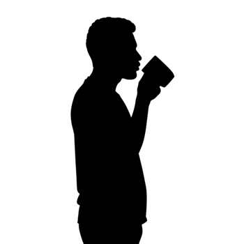 Silhouette of a person enjoying a drink home transparent background indoor setting profile view relaxation concept png