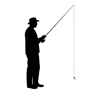 Fishing silhouette on transparent background outdoor hobby scene calm waters minimalist design png