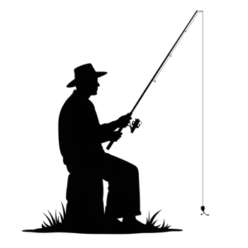 Fishing adventure serene lake silhouette design tranquil environment side view transparent background png