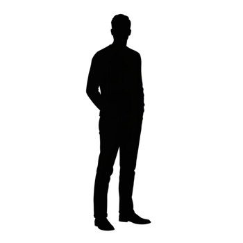 Silhouette of a person on a transparent background in urban setting conceptual art creative environment minimalist view png