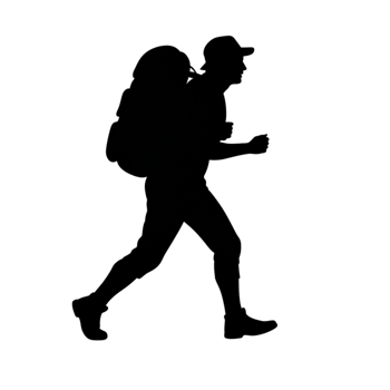 Hiking adventure outdoor trails silhouette image transparent background scenic landscape nature exploration png