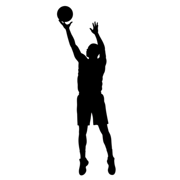 Dynamic basketball player silhouette jumping transparent background sports action studio environment side view athleticism png