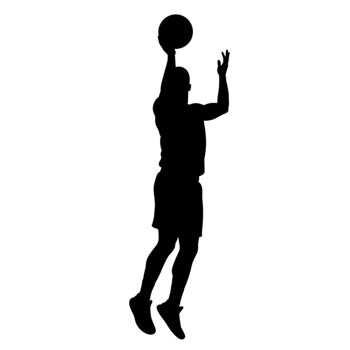 Dynamic basketball dunk silhouette transparent background sports action urban court upward view athletic energy png