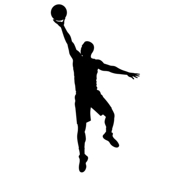Dynamic basketball dunk silhouette with transparent background athletic event urban setting high-energy scene png