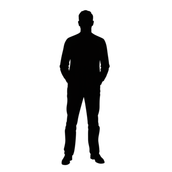 Silhouette of a person on transparent background studio setting portrait minimalist dramatic lighting png
