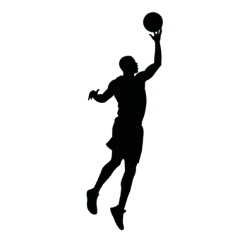 Dynamic basketball dunk silhouette urban court sport art transparent background high angle view athleticism and energy concept png