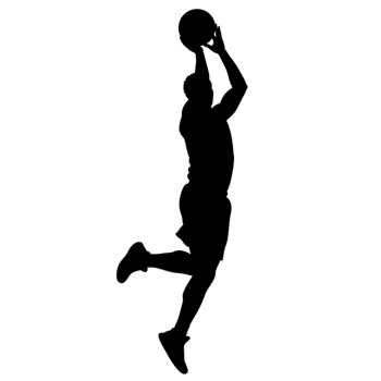 Dynamic basketball dunk silhouette transparent background sports action urban environment high energy concept png