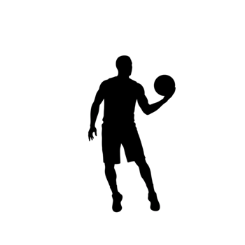 Dynamic basketball player silhouette transparent background sport illustration studio setting action shot concept png