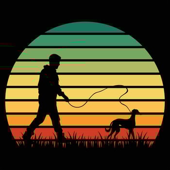 Saluki Silhouette in Retro Sunset at Twilight vector