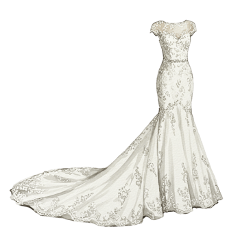 Elegant wedding dress design with transparent background bridal fashion studio setting fashion illustration png