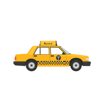 A Yellow Taxi Cab Illustration Side View png