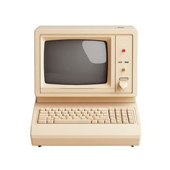 Retro Beige Personal Computer With Integrated Monitor png