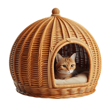 Cat in a Wicker Basket png