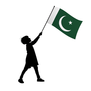 3d silhouette kid holding beautiful pakistan flag is isolated on transparent background png