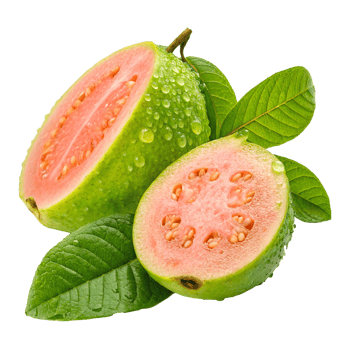 Vibrant Fresh Cut Guava Fruit with Juicy Pink Interior and Water Droplets png