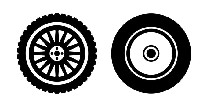 Car tire design illustration on black and white colour vector