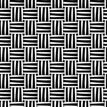 Rattan seamless pattern. Texture of the weave. Hand draw black illustration. vector