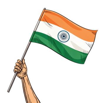 holding hand india flag is isolated on transparent background png