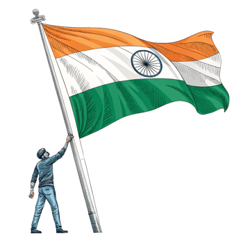 kid holding india flag is isolated on transparent background png