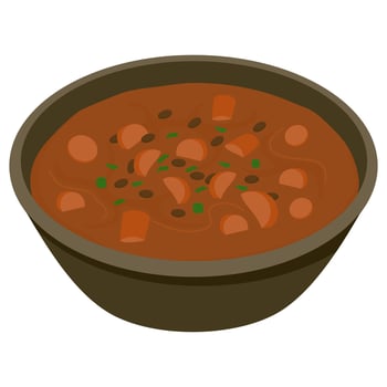 A bowl of chili with beans and meat in it vector