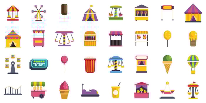 Amusement park fun, carousel, rollercoaster, and carnival games bringing joyful entertainment vector
