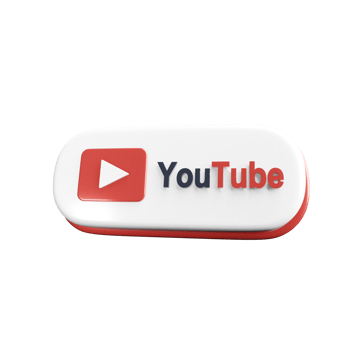 Volumetric red and white button for YouTube. 3D Brand Logo, symbol for social network. png