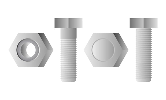 Stainless Steel Bolts Repair Tools. Construction Material Bolt Icon. vector