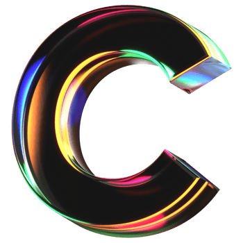 3D icon of a glass character C png