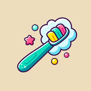 Cute illustration of a child's toothbrush, symbol of dental care vector