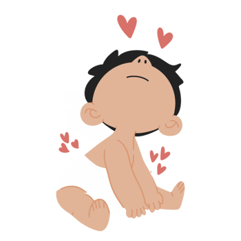 A cartoon baby with wings and hearts png