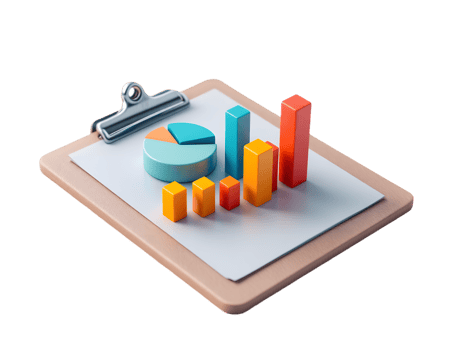Colorful 3D Charts on Clipboard Data Visualization and Business Analytics png