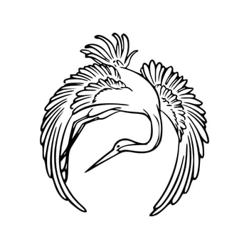 A black and white drawing of a crane vector
