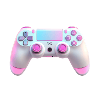 White and Pink Gaming Controller Isolated on Black png
