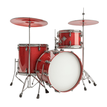 Red drum kit with cymbals set for music performance png