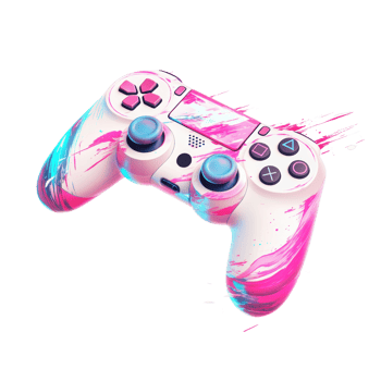 Abstract Pink and Blue Paint Splattered Game Controller png