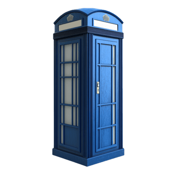 A Classic Blue British Telephone Booth Stands Alone png
