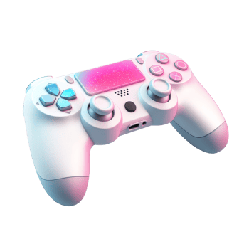 A White Wireless Gaming Controller with Pink Accents png