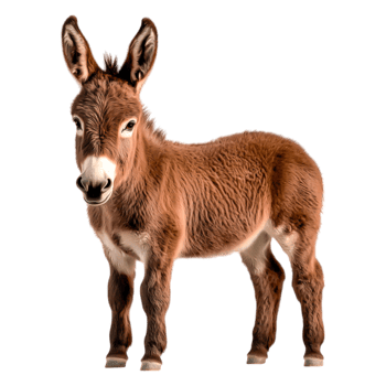 Realistic Portrait of a Young Brown Donkey png
