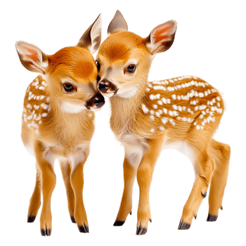Two Adorable Fawns Playing Together in a Natural Setting png