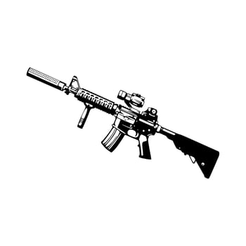 An ar - 15 rifle on a white background vector