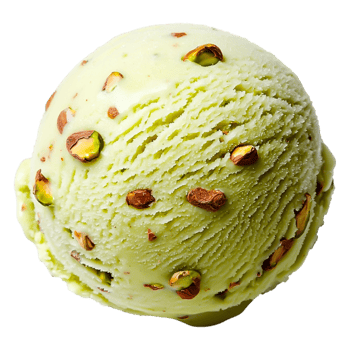 Creamy pistachio ice cream scoop with crunchy nut pieces on top png