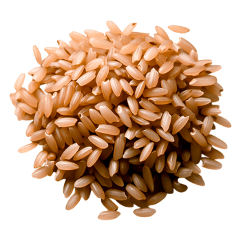 Brown rice grains in a pile on a clean png