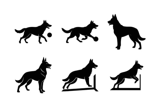 Artistic German Shepherd silhouette collection for projects vector