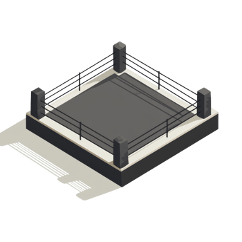 Isometric View Of An Empty Boxing Ring. isolated png