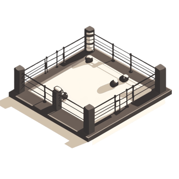 Isometric View of an Empty Boxing Ring. cut out png